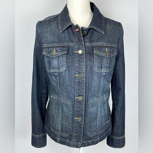 Tommy Hilfiger Denim Jacket Blue Jean Jacket Dark Rinse Slim Fit Stretch Medium